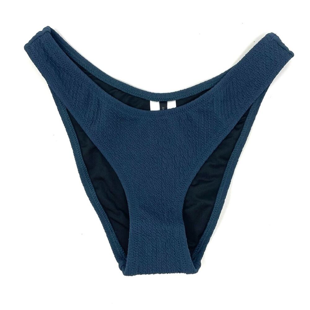 NEW J. Crew Textured Curved-waist Cheeky Bikini Bottom Blue Women’s XS BC050 $59